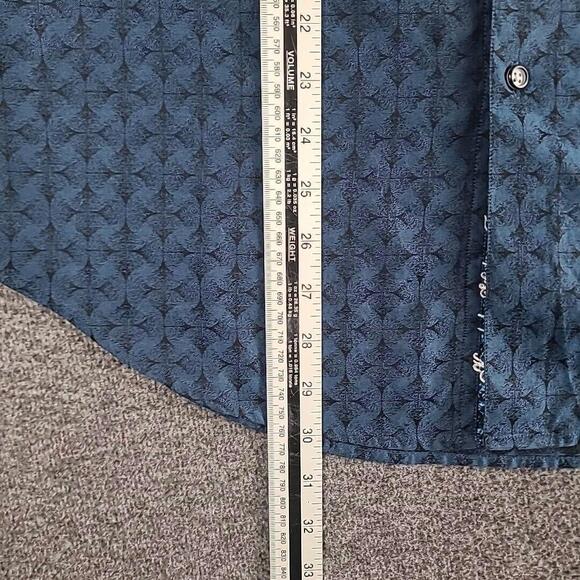 Robert Graham Button Down Shirt Size Medium Navy Flipcuff Geometric Diamante - Picture 9 of 9